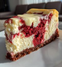 red velvet white chocolate cheesecake
