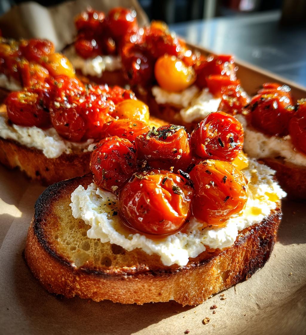 ricotta bruschetta with roasted tomatoes - detail 1