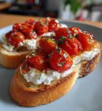 ricotta bruschetta with roasted tomatoes