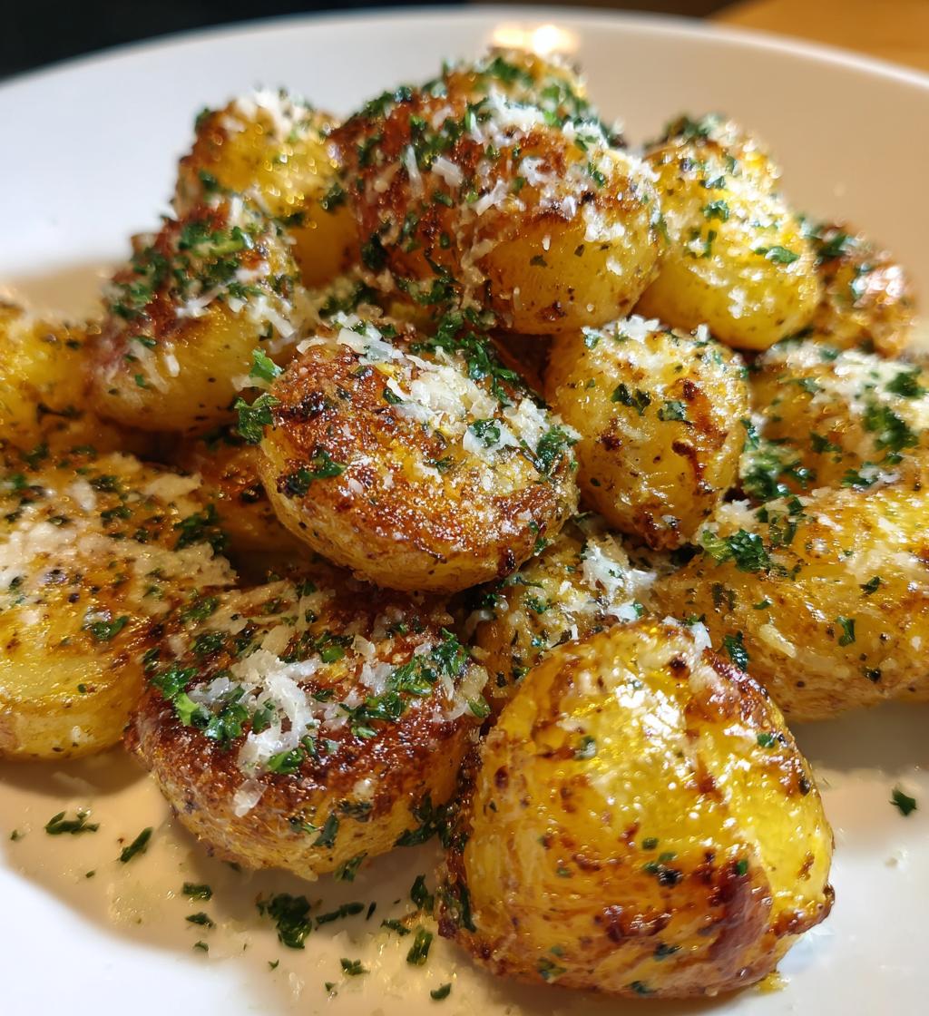 roasted garlic butter parmesan potatoes