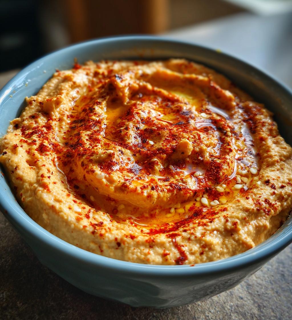 roasted red pepper hummus - detail 1