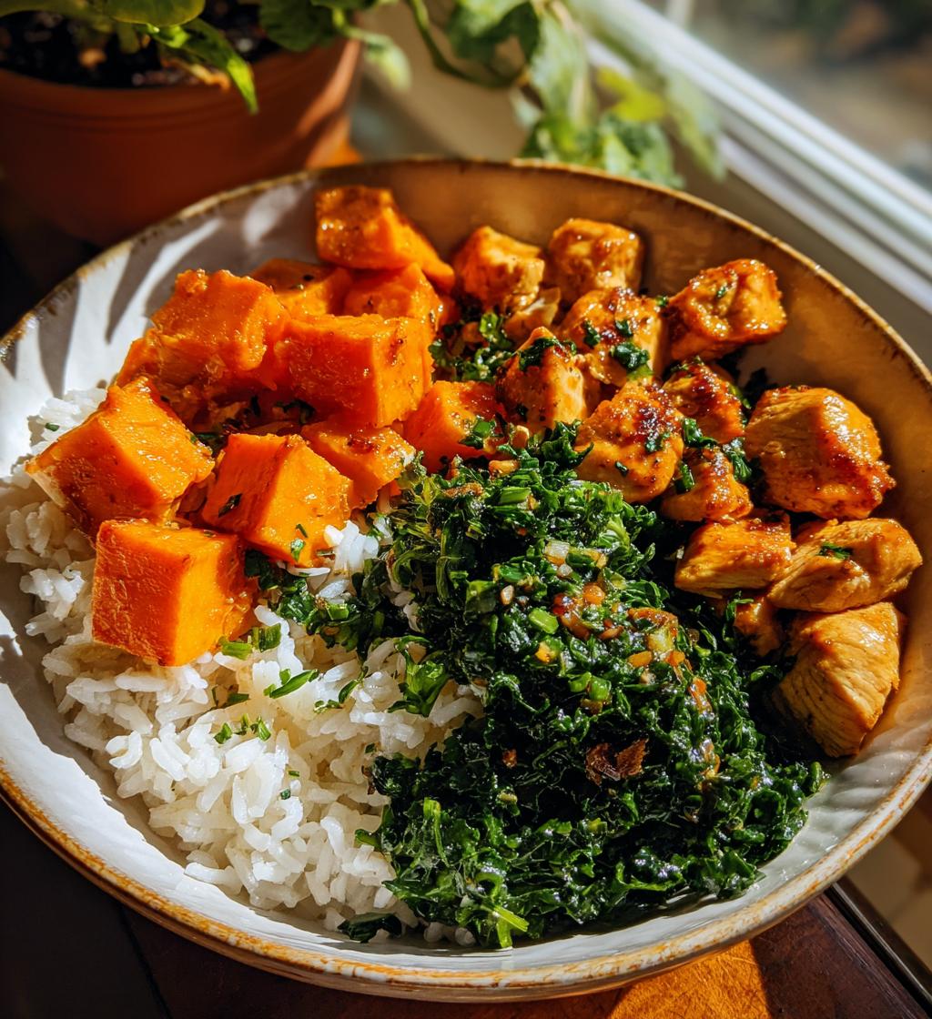 roasted sweet potato chicken kale and rice bowls for two - detail 1