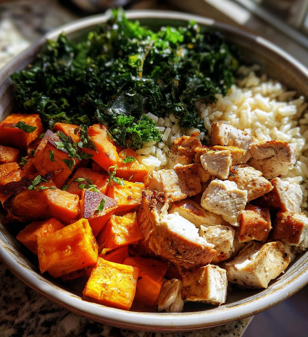 roasted sweet potato chicken kale and rice bowls for two
