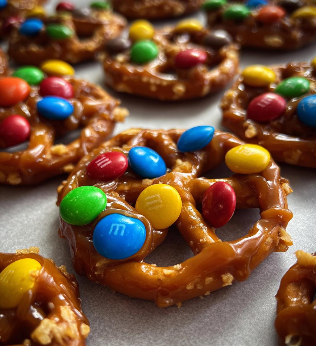 rolo pretzels with mm candies - detail 1