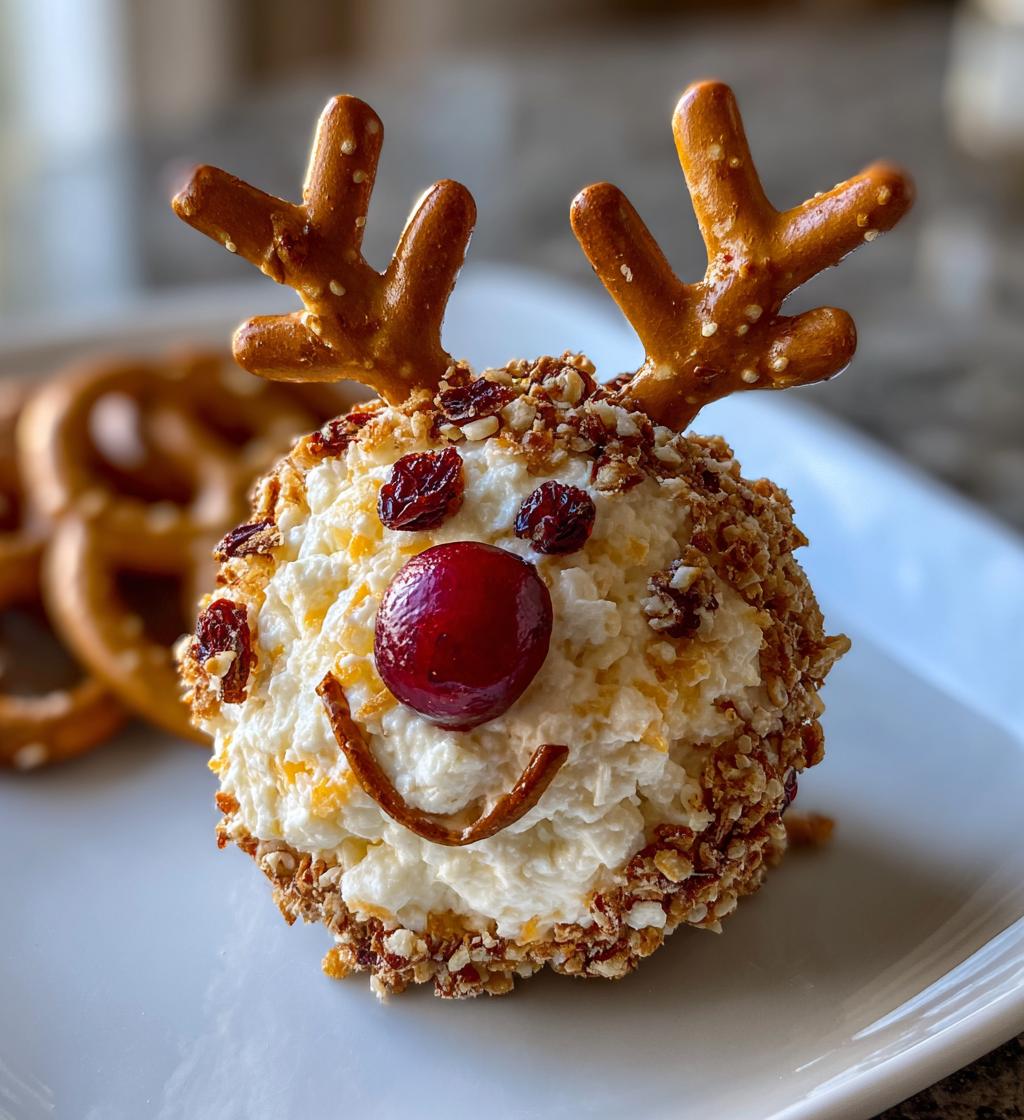 rudolph christmas cheese ball - detail 1