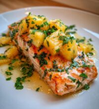 salmon foil packets with pineapple and lemon garlic butter sauce