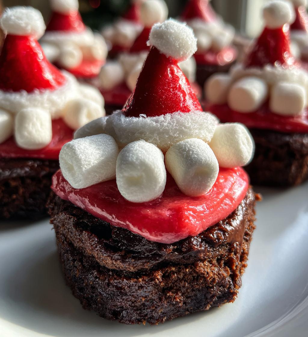santa hat brownie bites