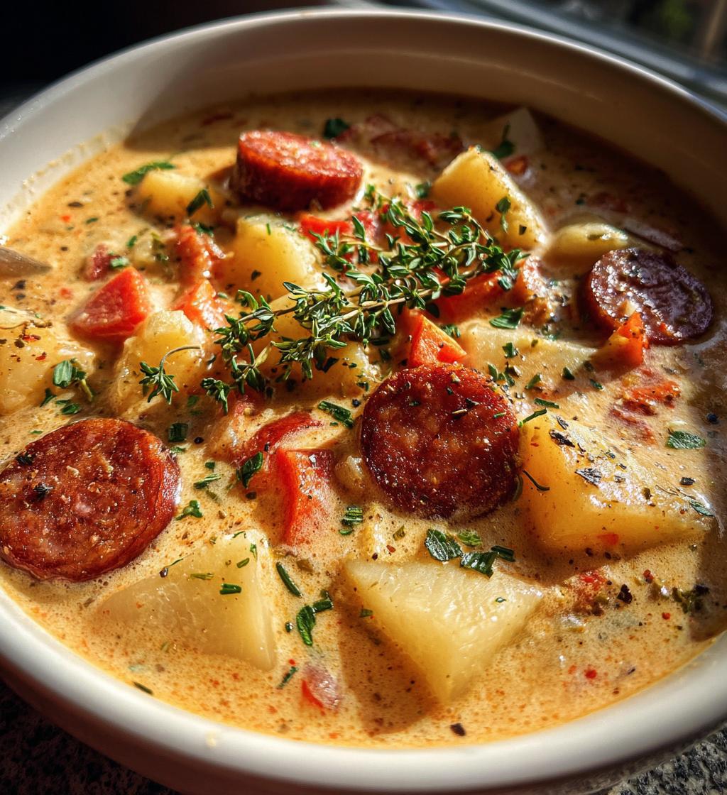 sausage potato soup - detail 1