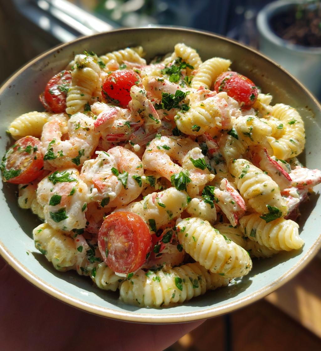 seafood pasta salad - detail 1