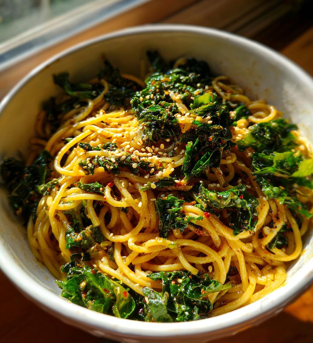 sesame kale noodles - detail 1