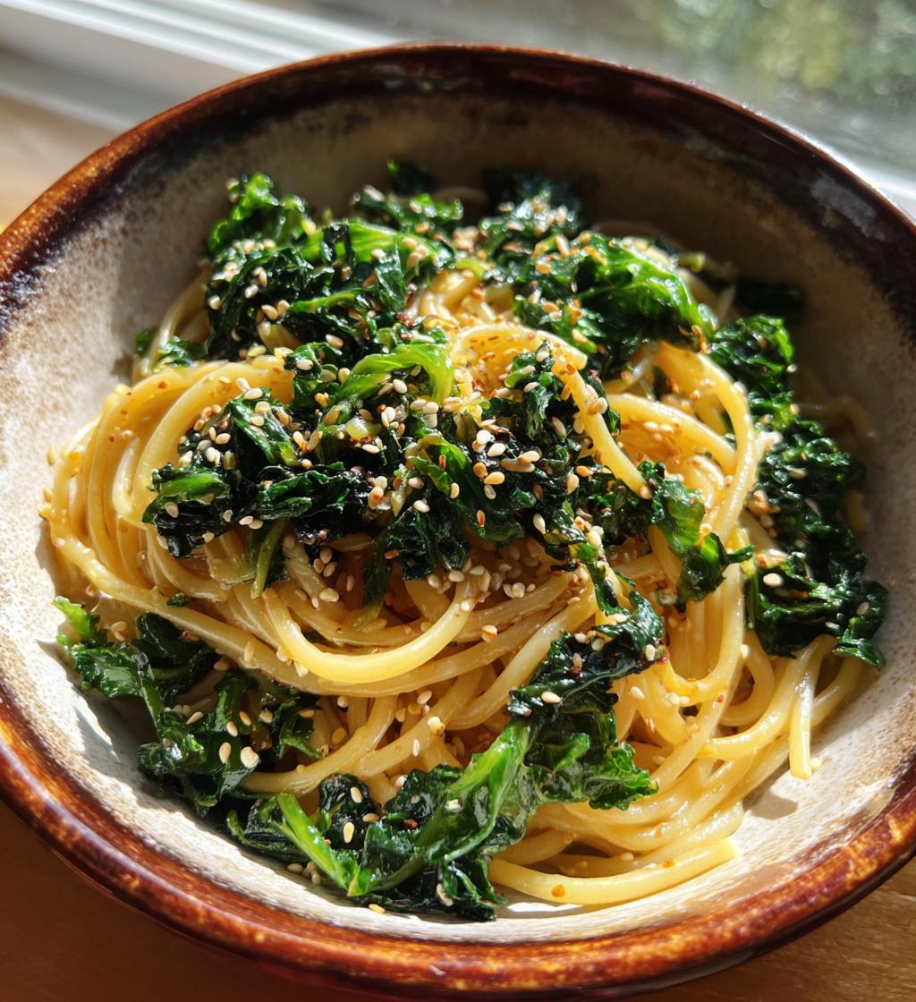 sesame kale noodles
