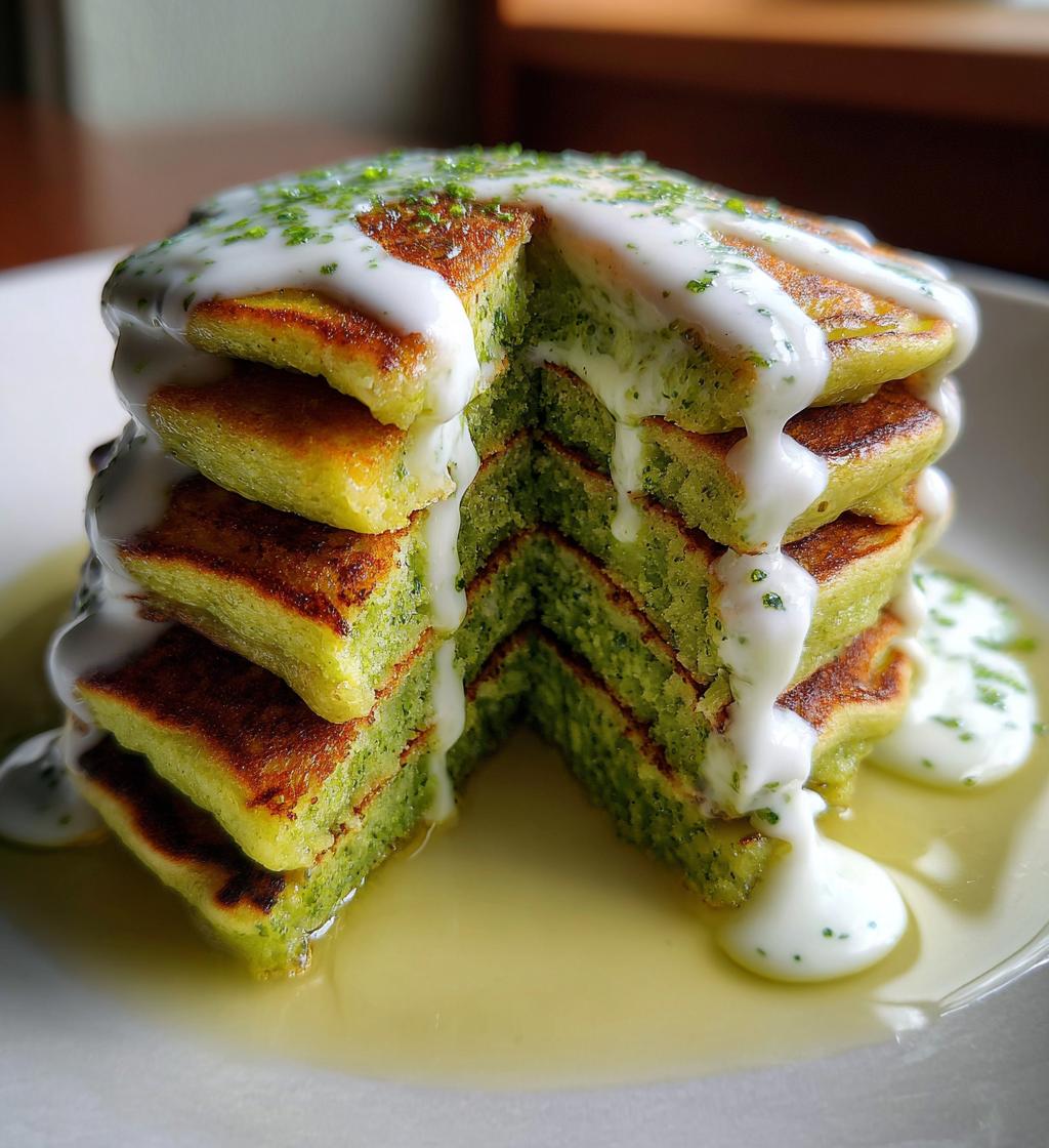 shamrock pancakes with minty drizzle