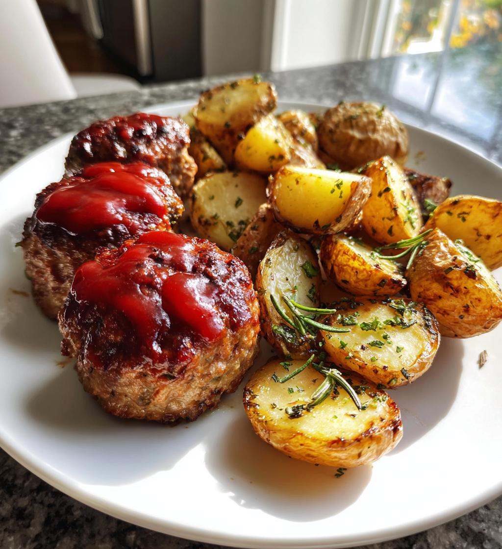 sheet pan mini meatloaf and roasted potatoes