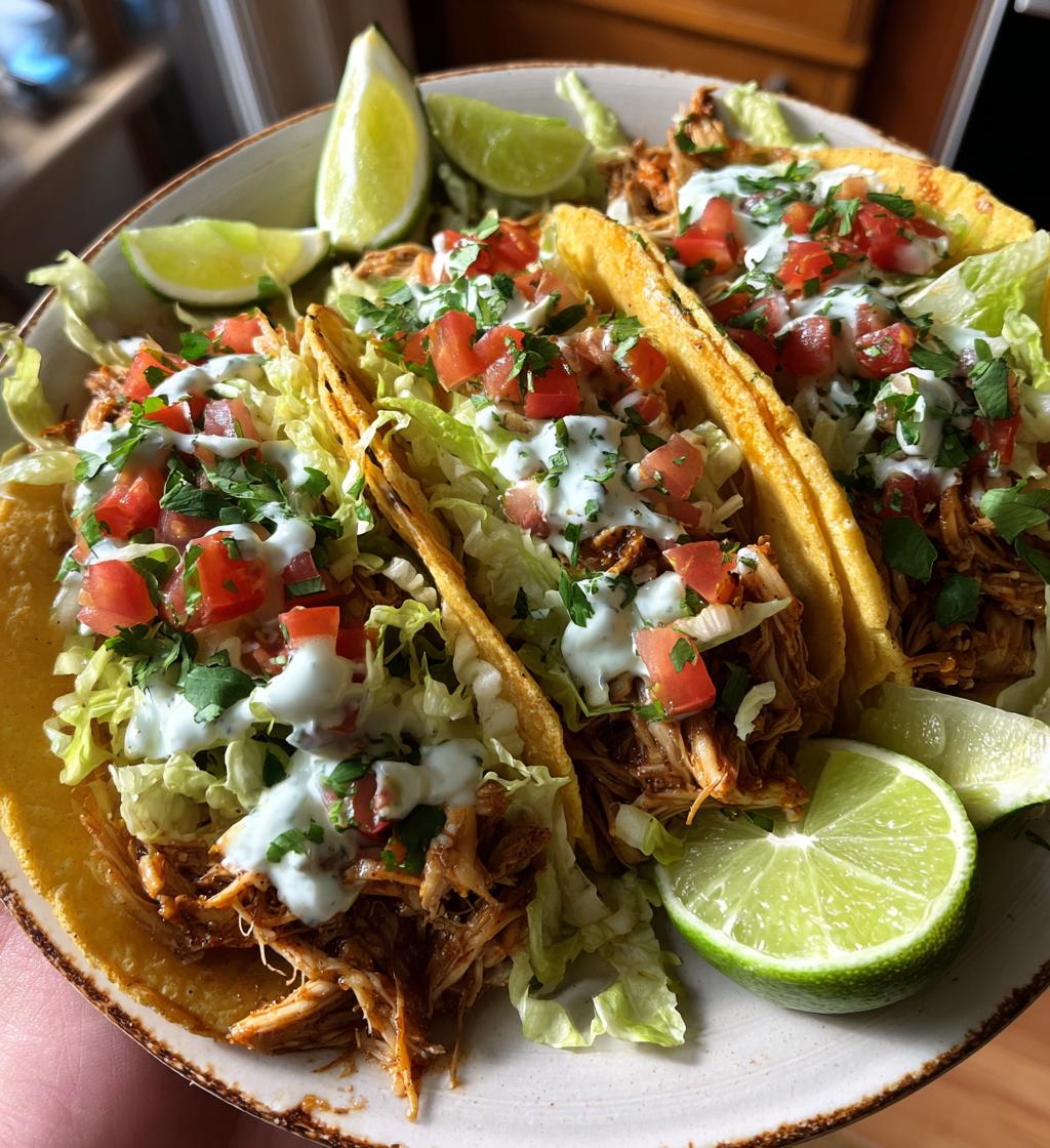 shredded chicken tacos with creamy chimichurri sauce - detail 1