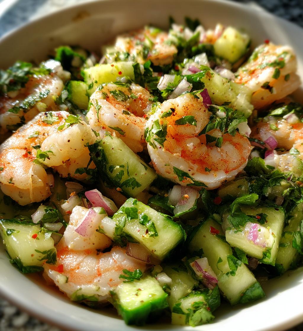 shrimp and cucumber salad - detail 1