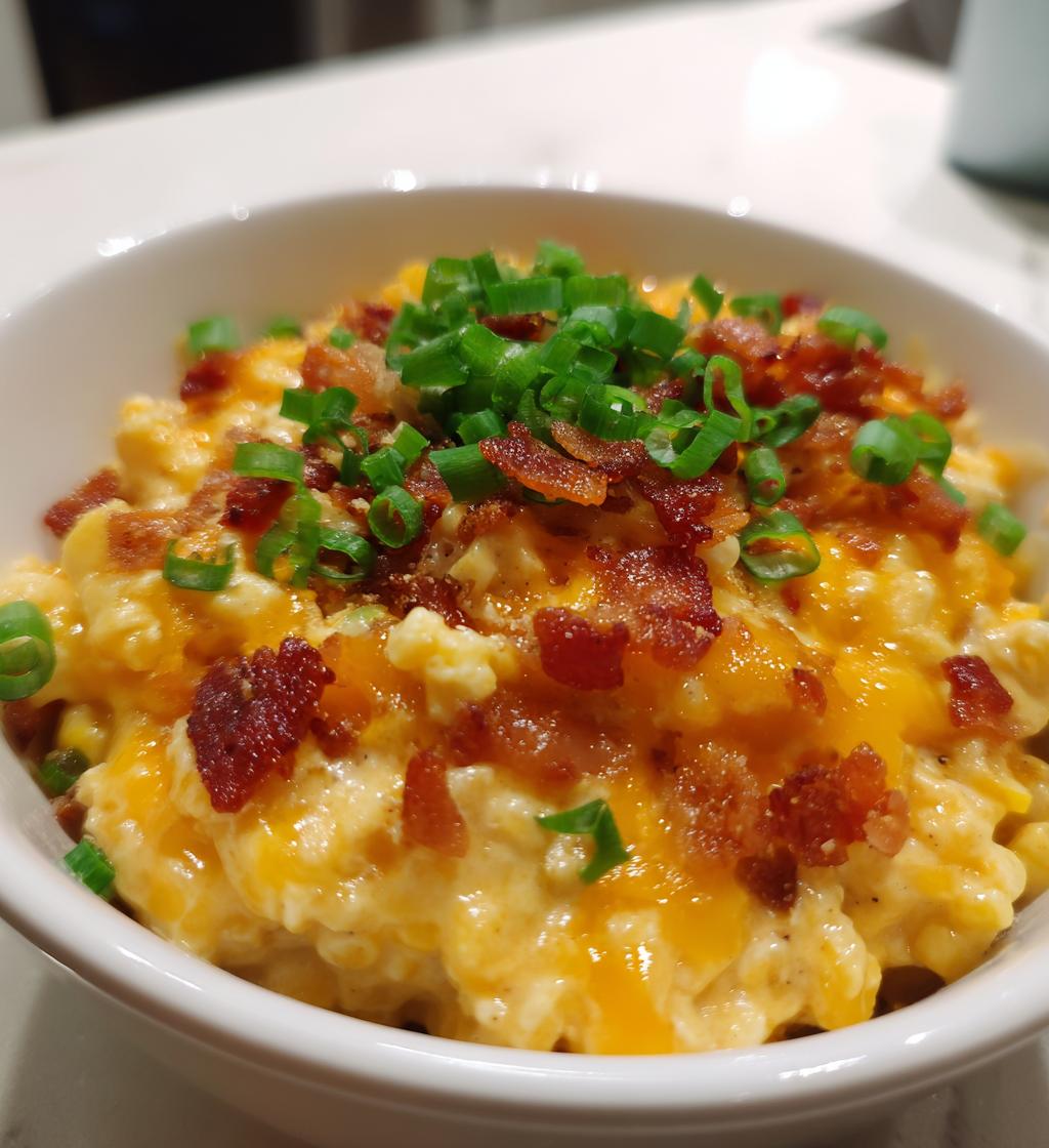 slow cooker cheddar corn with bacon