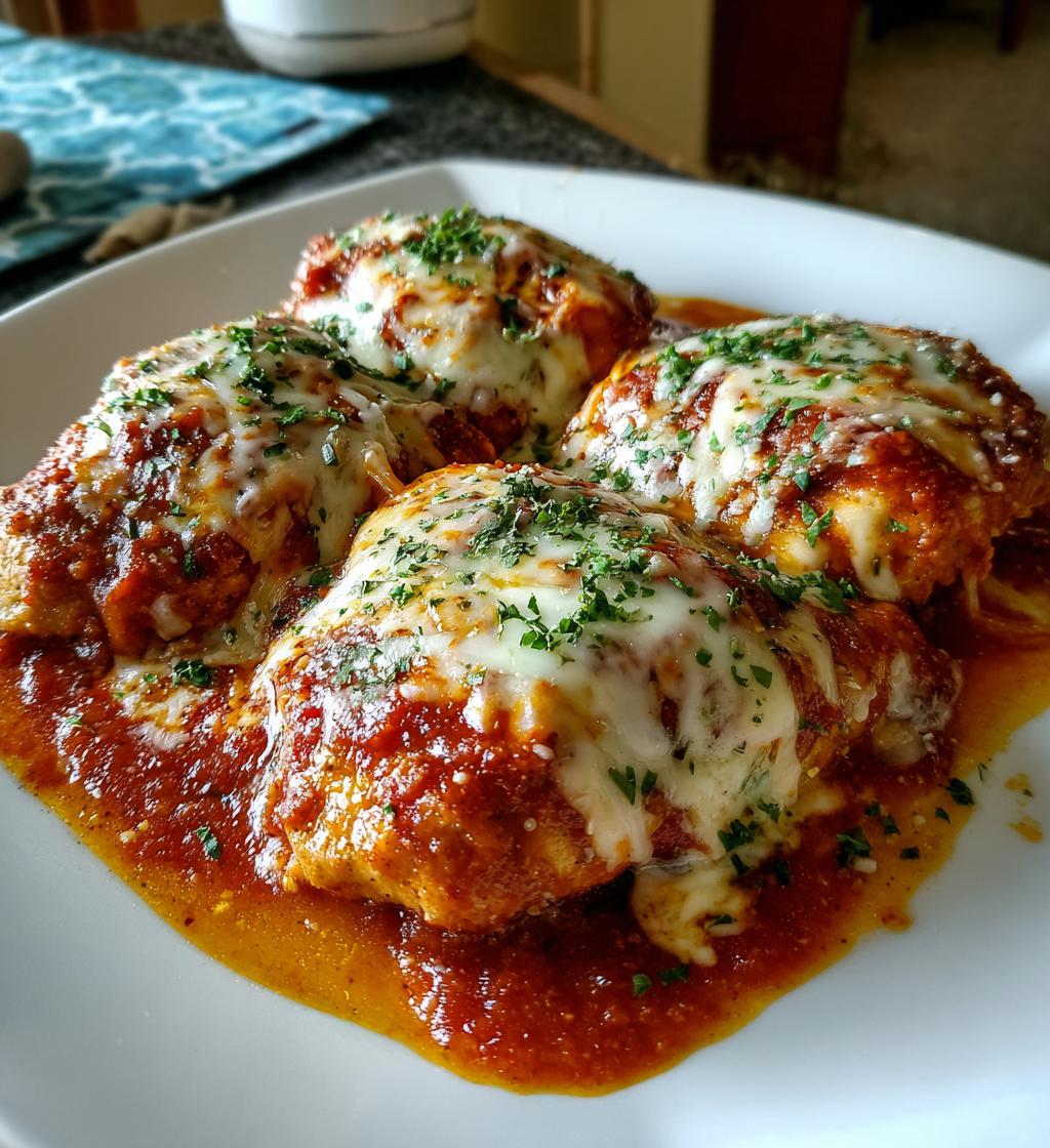 slow cooker cheesy mozzarella chicken - detail 1