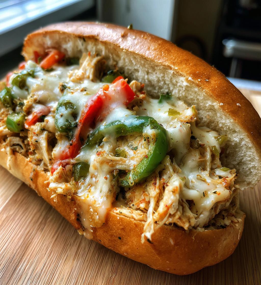 slow cooker chicken philly sandwiches - detail 1