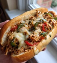 slow cooker chicken philly sandwiches