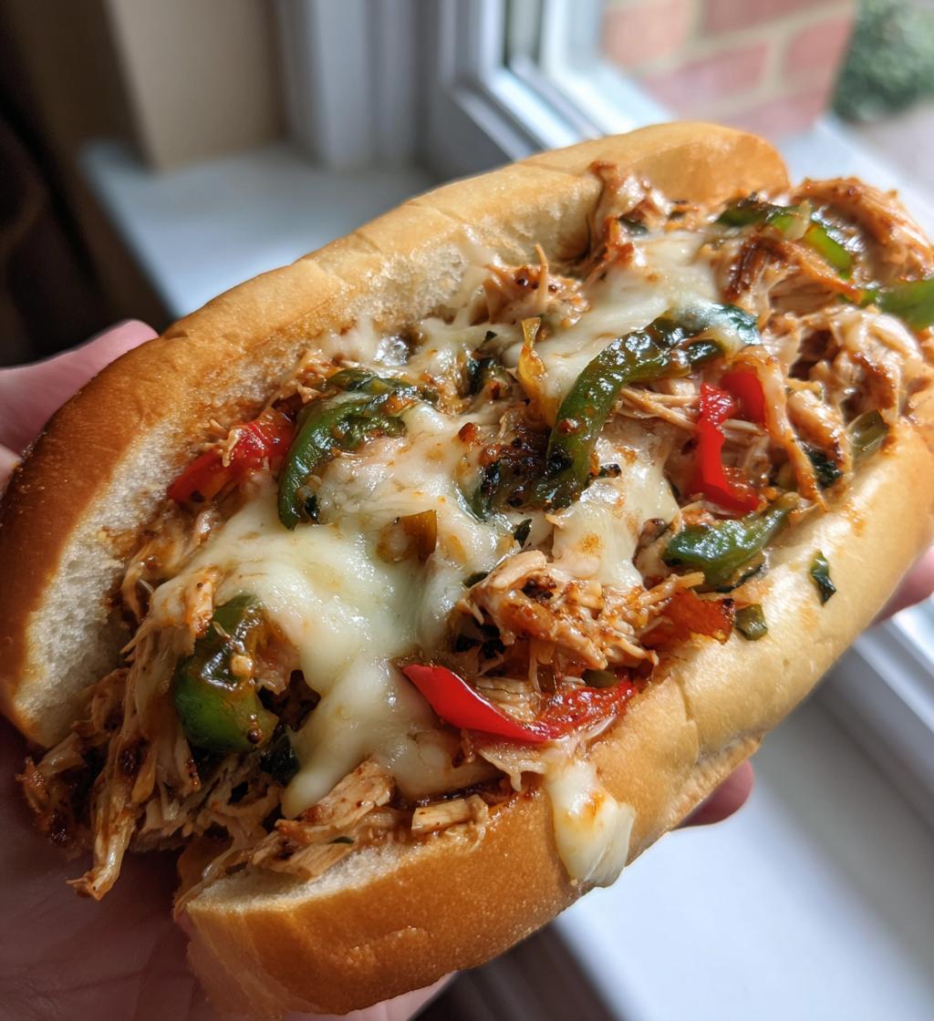 slow cooker chicken philly sandwiches