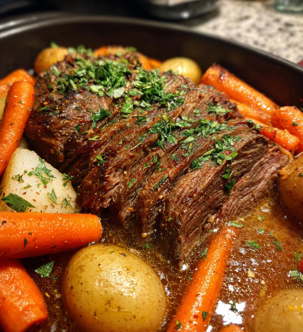 slow cooker garlic herb pot roast