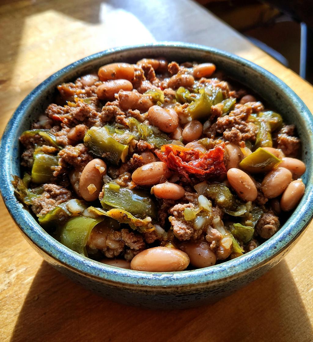 slow cooker pinto beans green chile and beef - detail 1