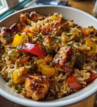 smoky chipotle bbq chicken and rice skillet