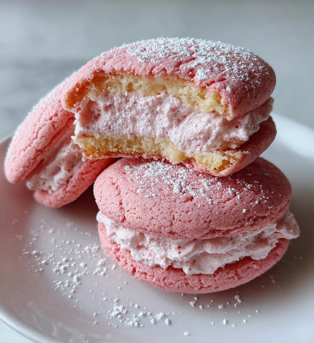 soft strawberry cake mix sandwich cookies
