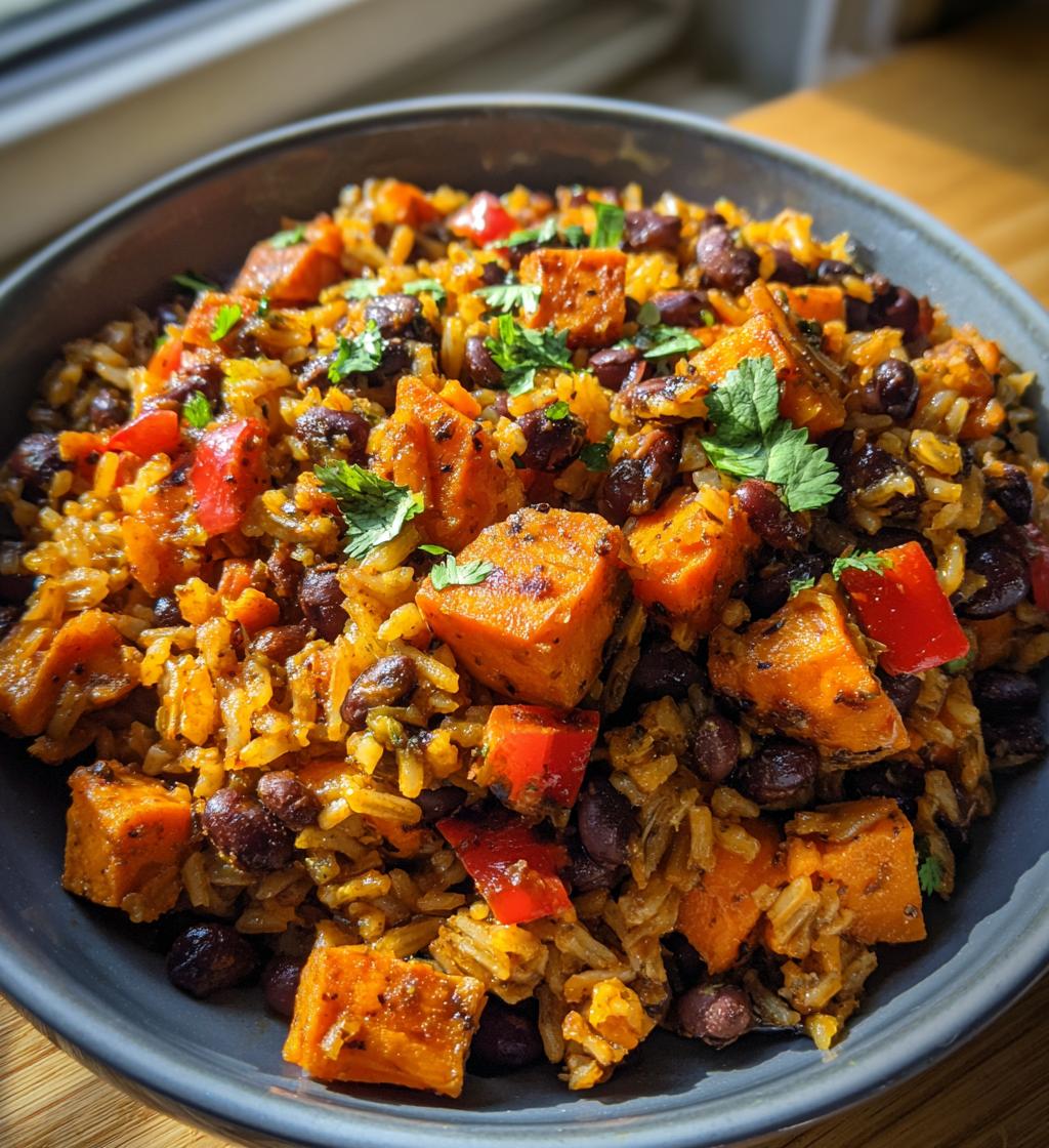 southwest sweet potato black bean and rice skillet - detail 1