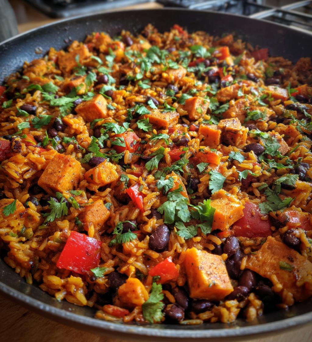 southwest sweet potato black bean and rice skillet