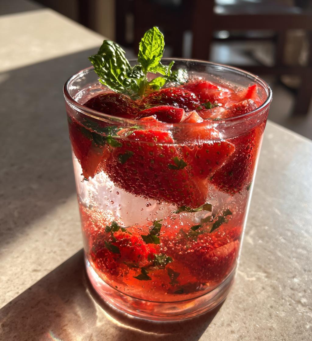 sparkling strawberry mojito - detail 1