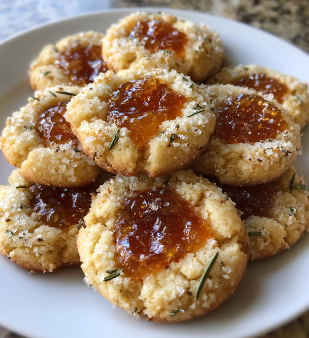 sparkly apricot rosemary thumbprint cookies - detail 1