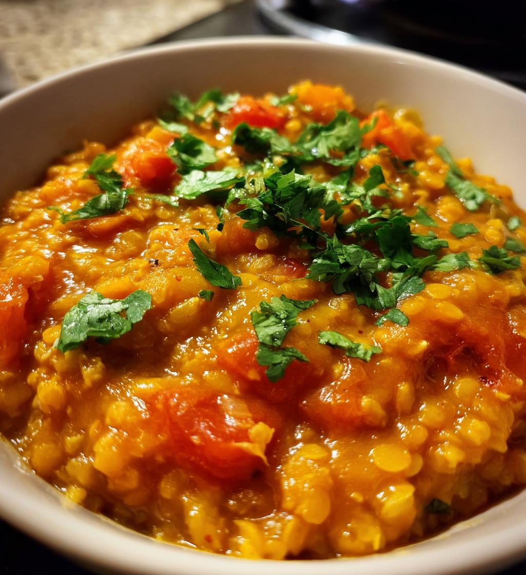 spicy red lentil curry recipe - detail 1