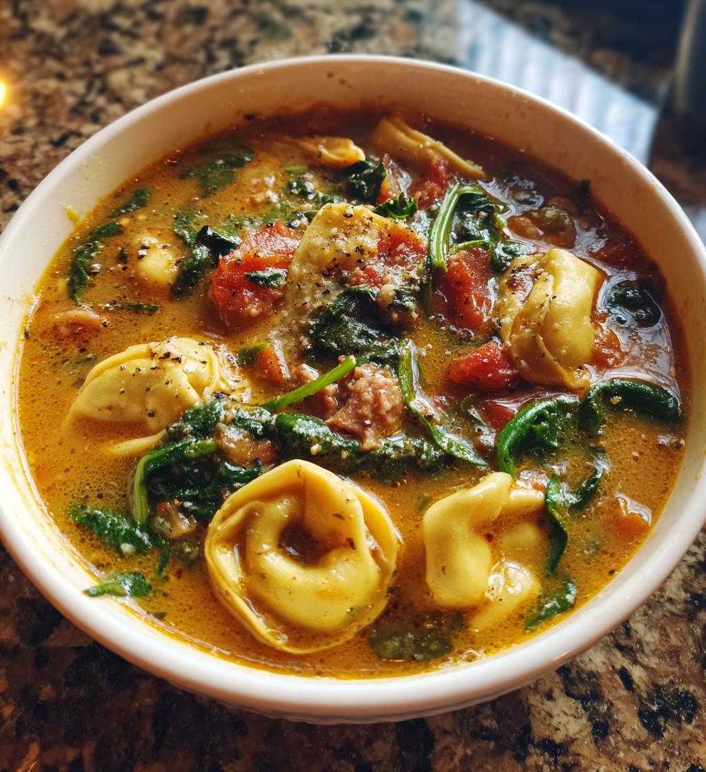 spicy sausage and tortellini soup
