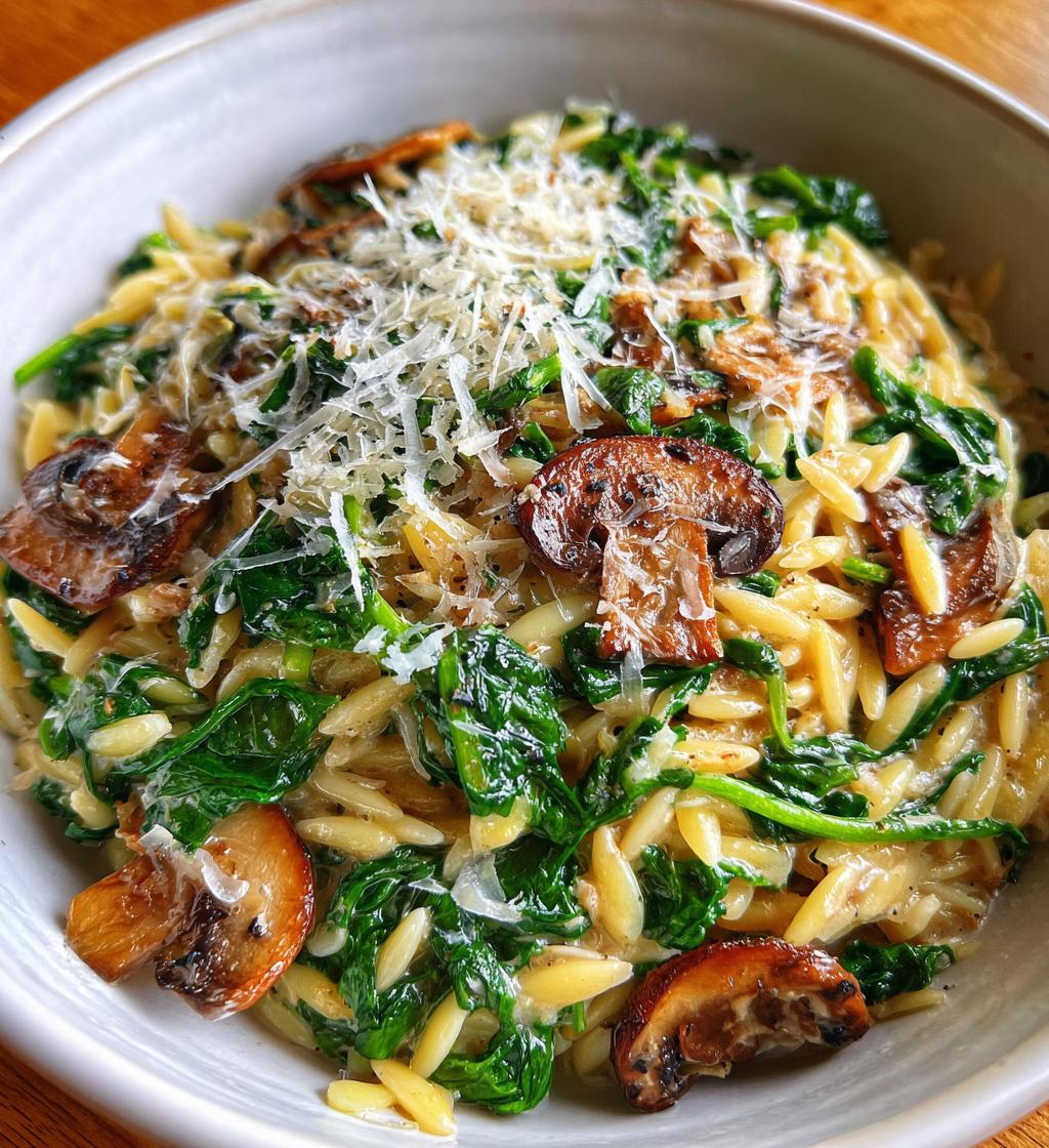 spinach mushroom orzo