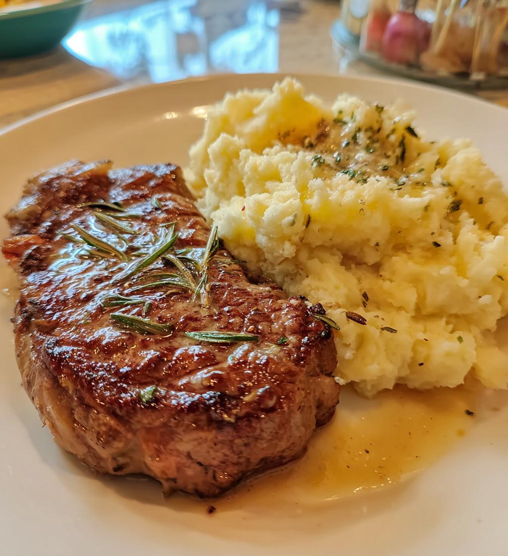 steak and mashed potatoes - detail 1