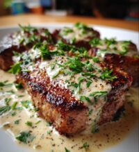 steak with garlic cream sauce