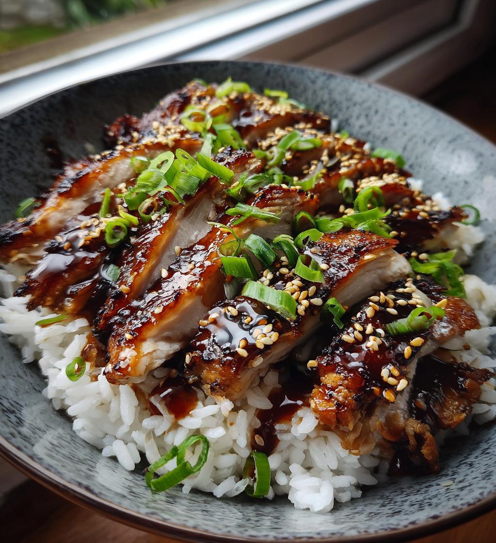 sticky chicken rice bowls - detail 1