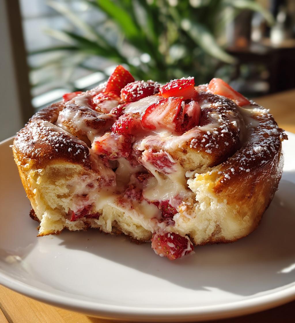 strawberry cheesecake cinnamon rolls - detail 1