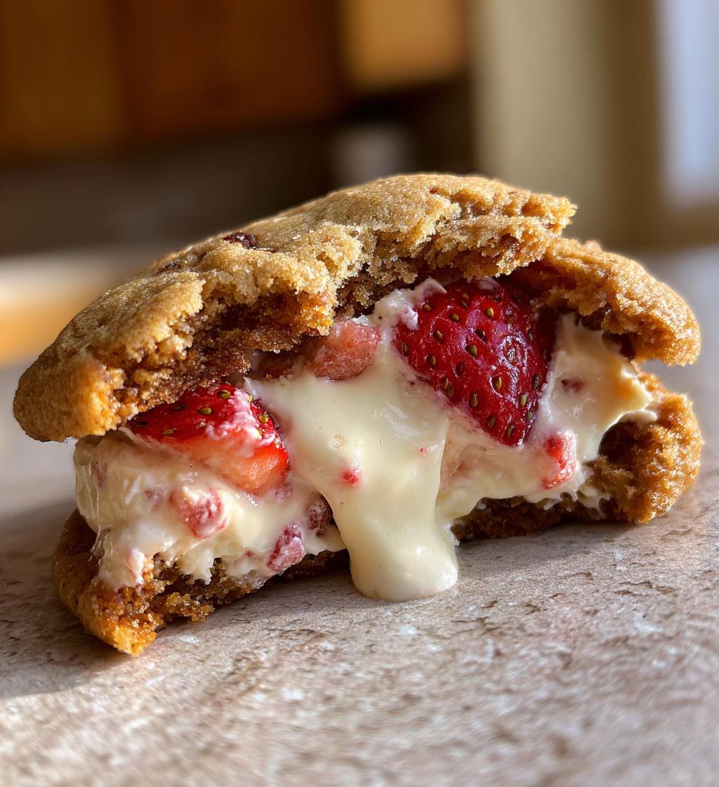 strawberry cheesecake stuffed cookies - detail 1
