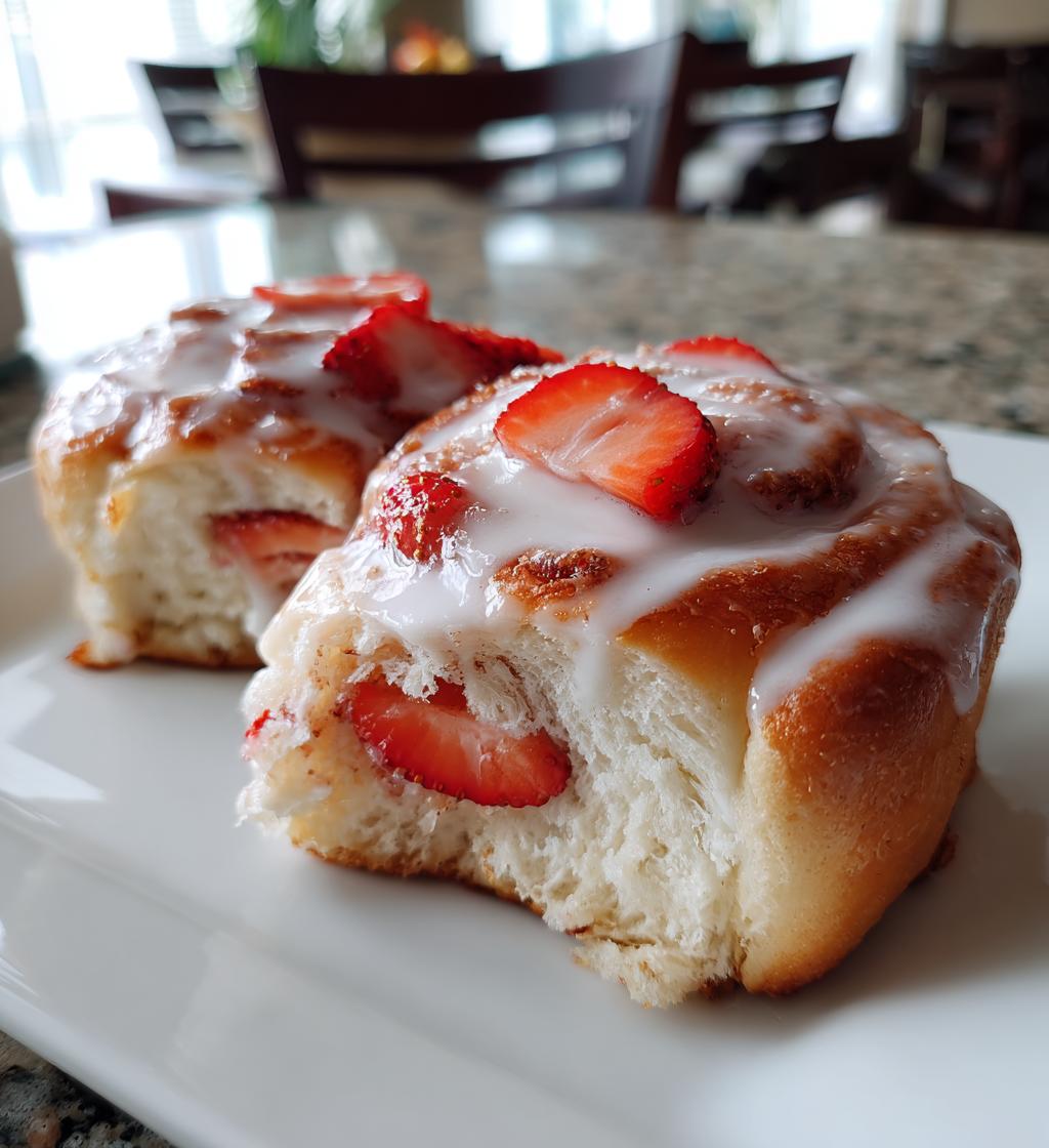 strawberry cinnamon rolls - detail 1