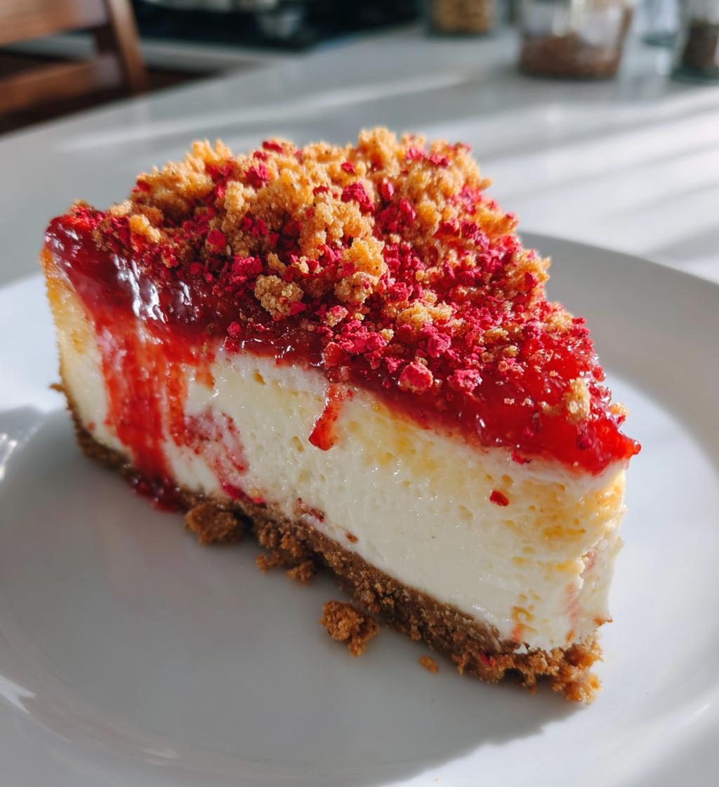 strawberry crunch cheesecake - detail 1