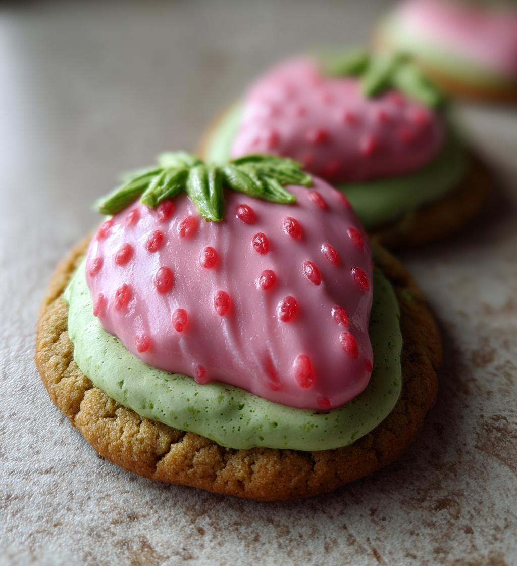 strawberry frosted matcha cookies