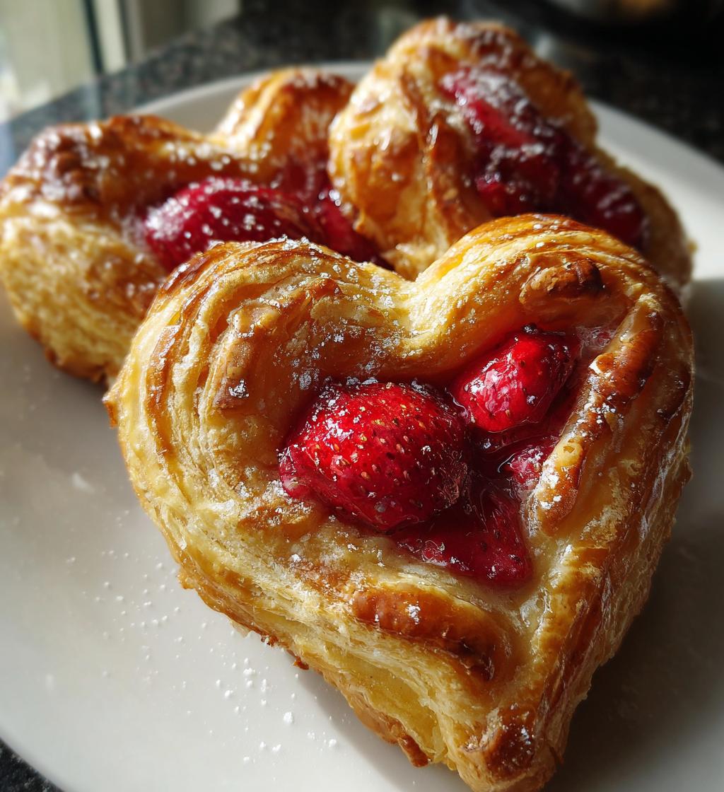 strawberry puff pastry hearts - detail 1