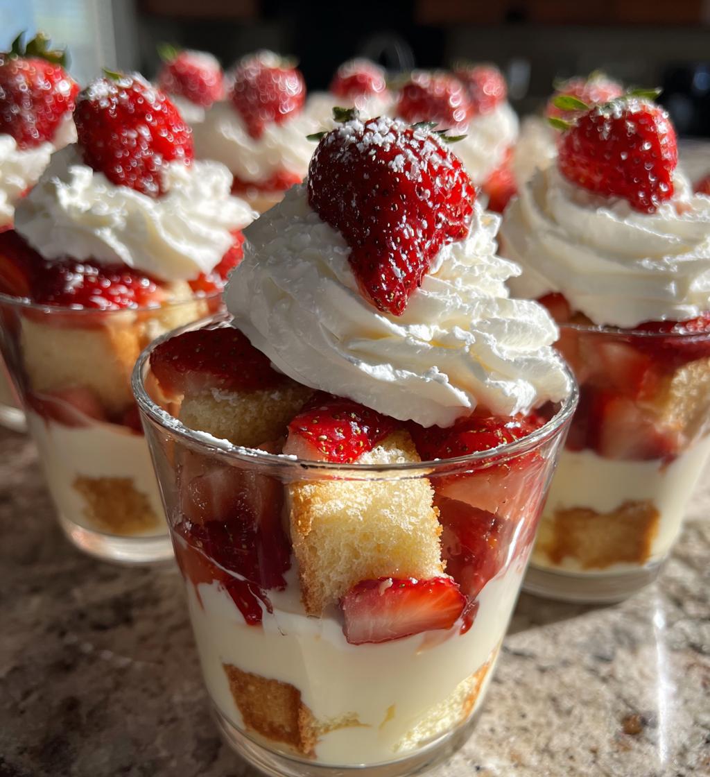strawberry shortcake pudding cups - detail 1