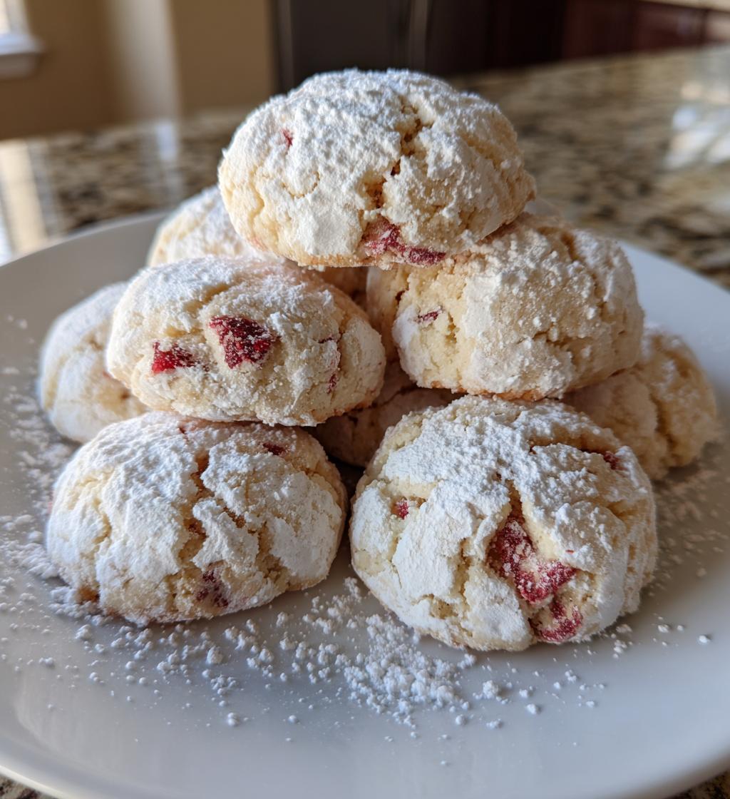 strawberry snowball cookies