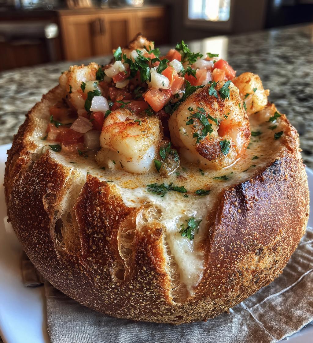 stuffed seafood soup bread bowl
