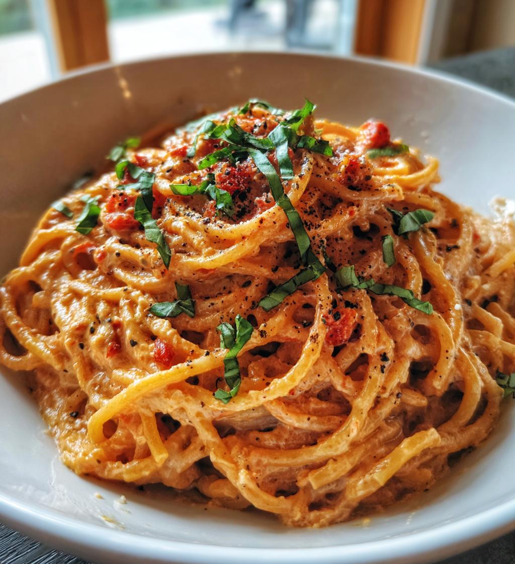 super easy creamy tomato pasta - detail 1