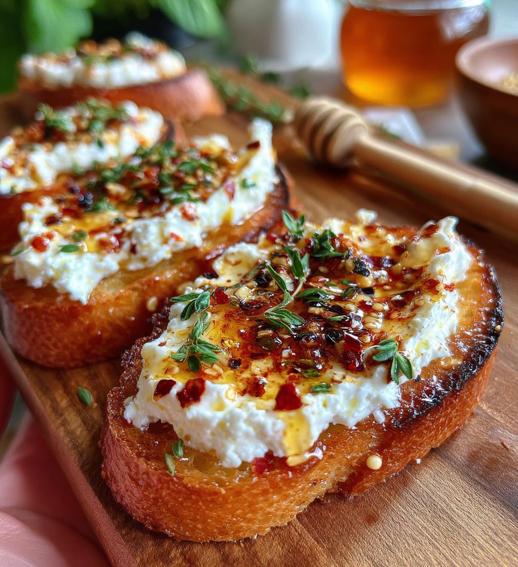 sweet and spicy whipped feta crostini with hot honey - detail 1
