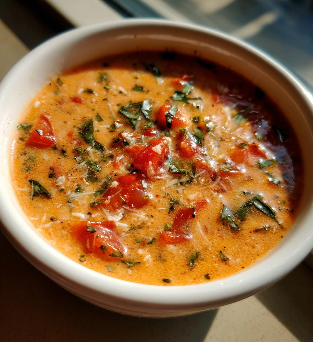 tomato basil parmesan soup - detail 1